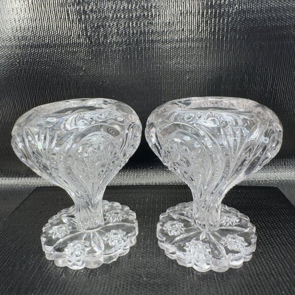 IMPERIAL GLASS OHIO Zipper Heart Clear Heavy Votive Manganese 365nm UV Glow Set - Picture 11 of 11